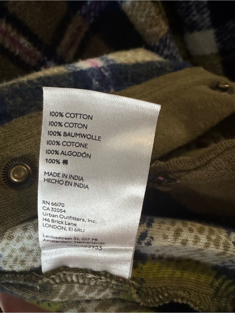 Anthropologie PILCRO Olive plaid snap up shacket size L - Picture 9 of 10